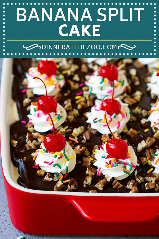 Banana Split Cake Recipe | No Bake Cake | Banana Split Dessert #banana #chocolate #nobake #cake #cheesecake #jonep