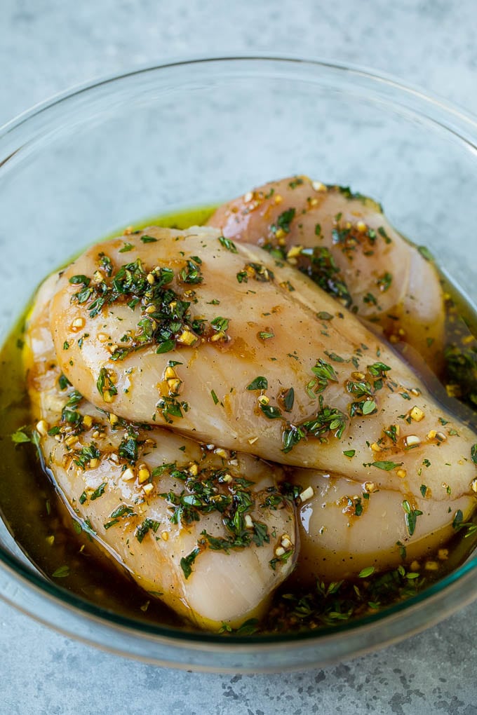 Grilled Chicken Breast Recipe | Marinated Chicken Breast | Chicken Marinade #chicken #grilling #marinade #summer #dinner #jonep Chicken breasts coated in garlic, herbs, lemon, soy sauce and olive oil.