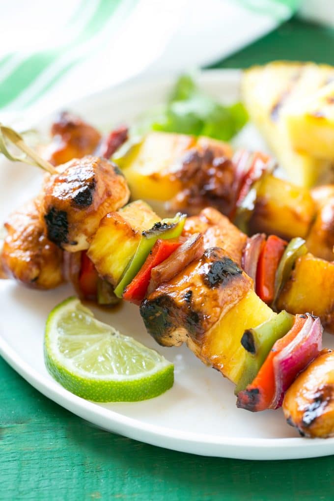 Hawaiian Chicken Kabobs Recipe | Hawaiian Chicken Kabobs | Chicken Pineapple Kabobs #pineapple #chicken #grilling #dinner #jonep Hawaiian chicken kabobs with pineapple, peppers and onions.