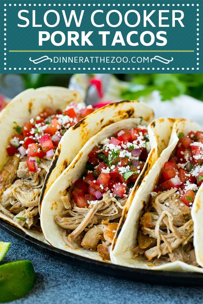 Pork Tacos Recipe | Slow Cooker Tacos #tacos #pork #slowcooker #crockpot #salsa #dinner #jonep