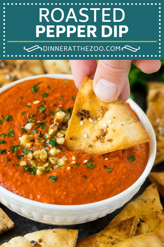 Roasted Red Pepper Dip | Muhammara Dip | Middle Eastern Dip #bellpeppers #walnuts #dip #appetizer #jonep