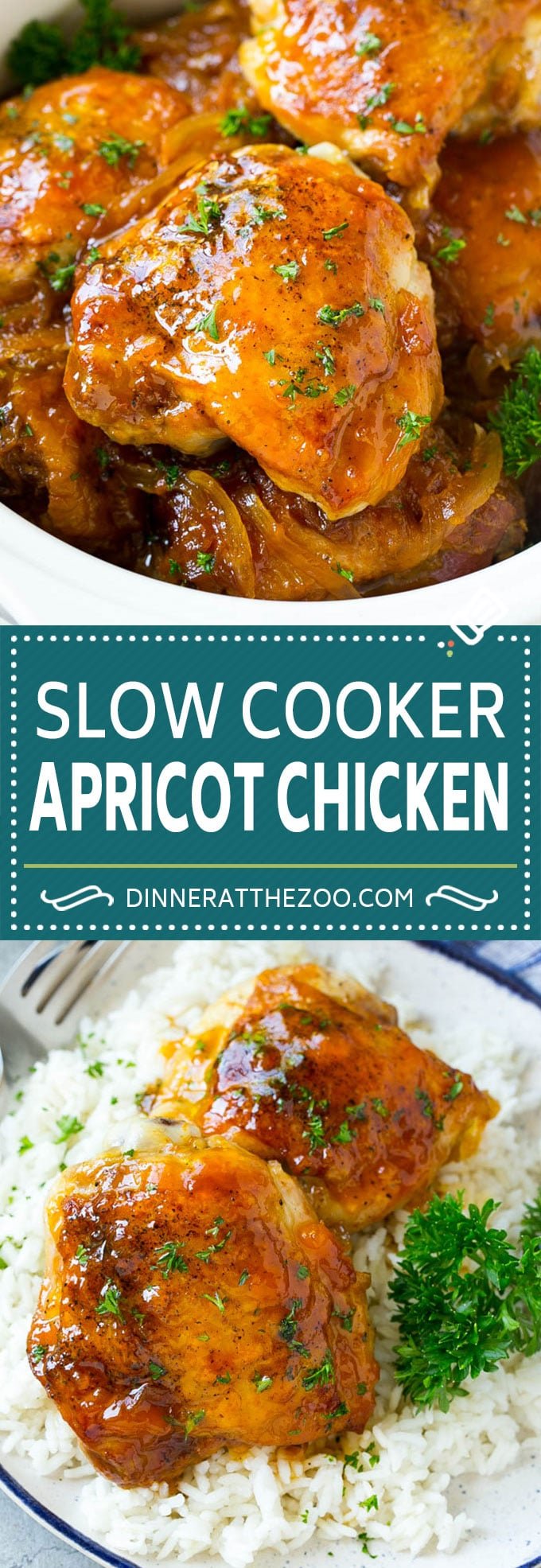 Slow Cooker Apricot Chicken #chicken #apricot #slowcooker #crockpot #dinner #jonep