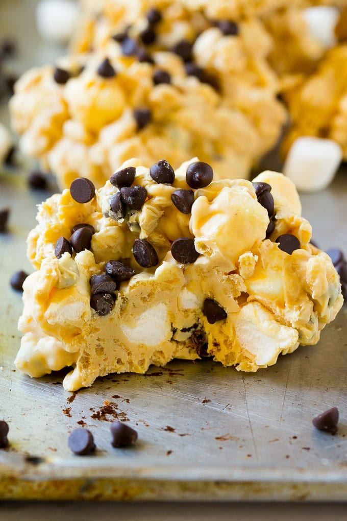 Avalanche Cookies Recipe | No Bake Cookie Recipe | Easy Cookie Recipe | Avalanche Bark #bark #avalanche #avalanchecookies #cookies #nobakecookies #nobake #dessert #jonep A close up of an avalanche cookie with a bite taken out of it.