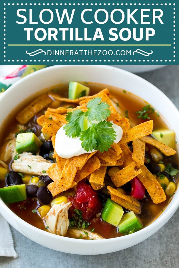 Slow Cooker Chicken Tortilla Soup Recipe | Chicken Soup Recipe | Slow Cooker Chicken Soup | Mexican Chicken Soup | Tortilla Soup Recipe #soup #tortillasoup #chickensoup #mexican #mexicansoup #dinner #jonep