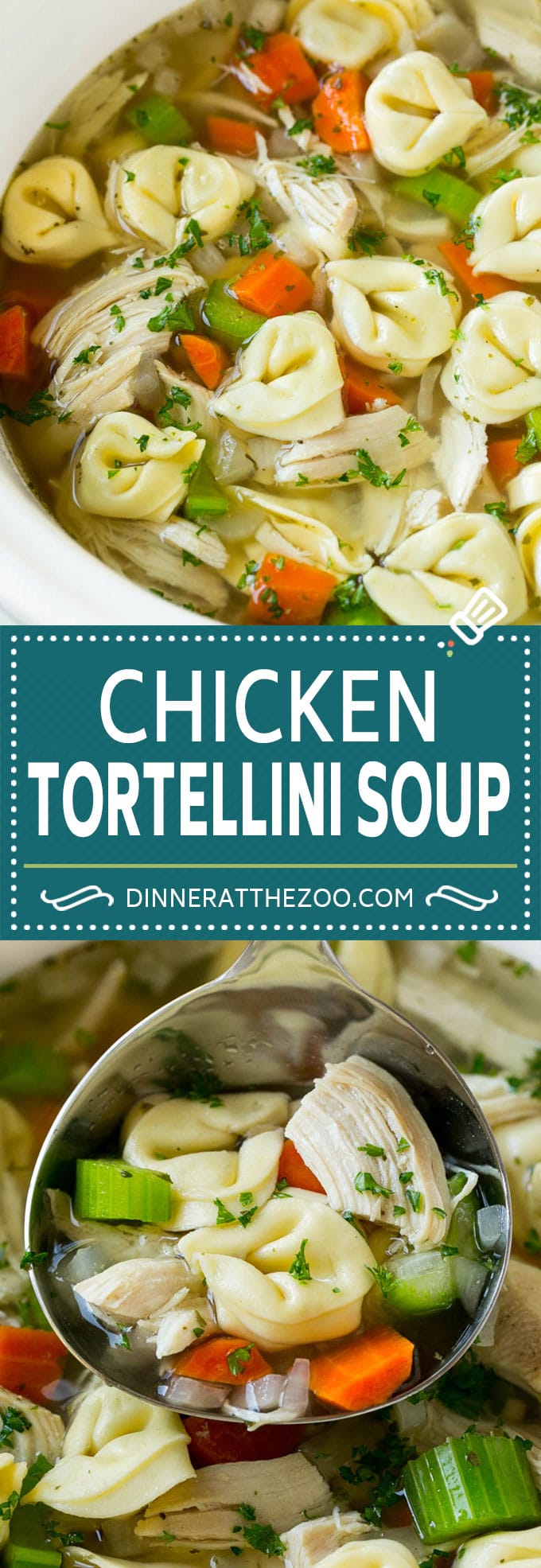 Chicken Tortellini Soup #soup #chicken #pasta #tortellini #slowcooker #crockpot #dinner #jonep