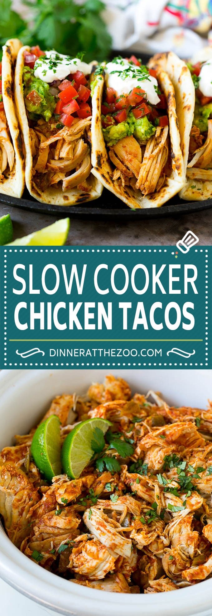 Slow Cooker Chicken Tacos Recipe | Crock Pot Chicken Tacos #tacos #chicken #slowcooker #crockpot #tacotuesday #dinner #jonep