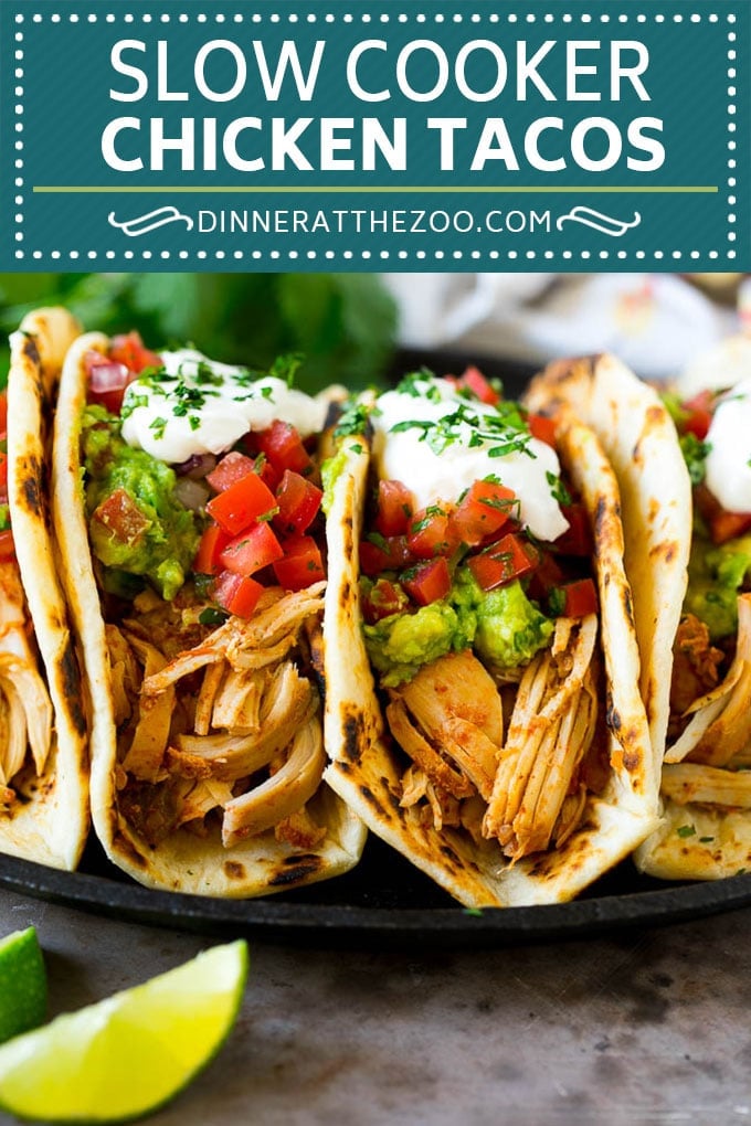 Slow Cooker Chicken Tacos Recipe | Crock Pot Chicken Tacos #tacos #chicken #slowcooker #crockpot #tacotuesday #dinner #jonep