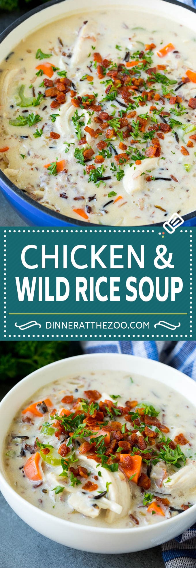 Chicken and Wild Rice Soup Recipe | Creamy Chicken Soup #chicken #rice #soup #bacon #dinner #jonep
