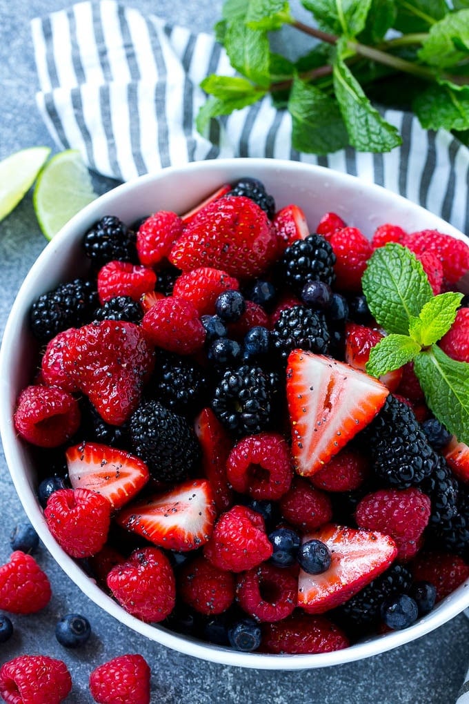 Berry Fruit Salad Recipe | Berry Salad | Summer Berry Salad | Fruit Salad Recipe #berries #fruitsalad #jonep A bowl of berry fruit salad tossed in a honey lime dressing and garnished with fresh mint.