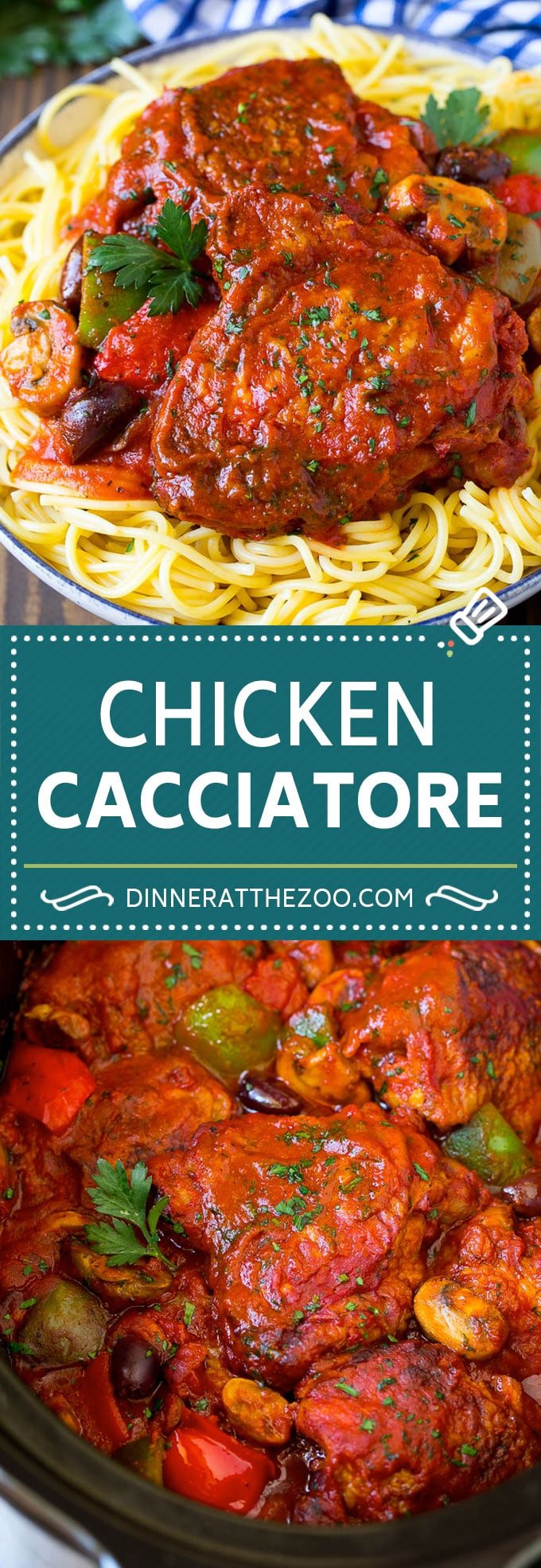 Slow Cooker Chicken Cacciatore Recipe | Italian Chicken #chicken #crockpot #slowcooker #dinner #italianfood #peppers #jonep