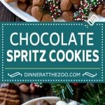 Chocolate Spritz Cookies | Christmas Cookies | Spritz Cookies #christmas #cookies #chocolate #sprinkles #baking #dessert #jonep