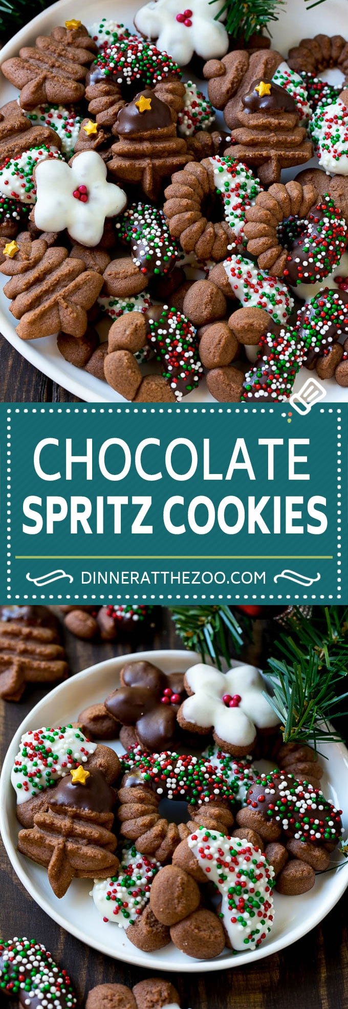 Chocolate Spritz Cookies | Christmas Cookies | Spritz Cookies #christmas #cookies #chocolate #sprinkles #baking #dessert #jonep