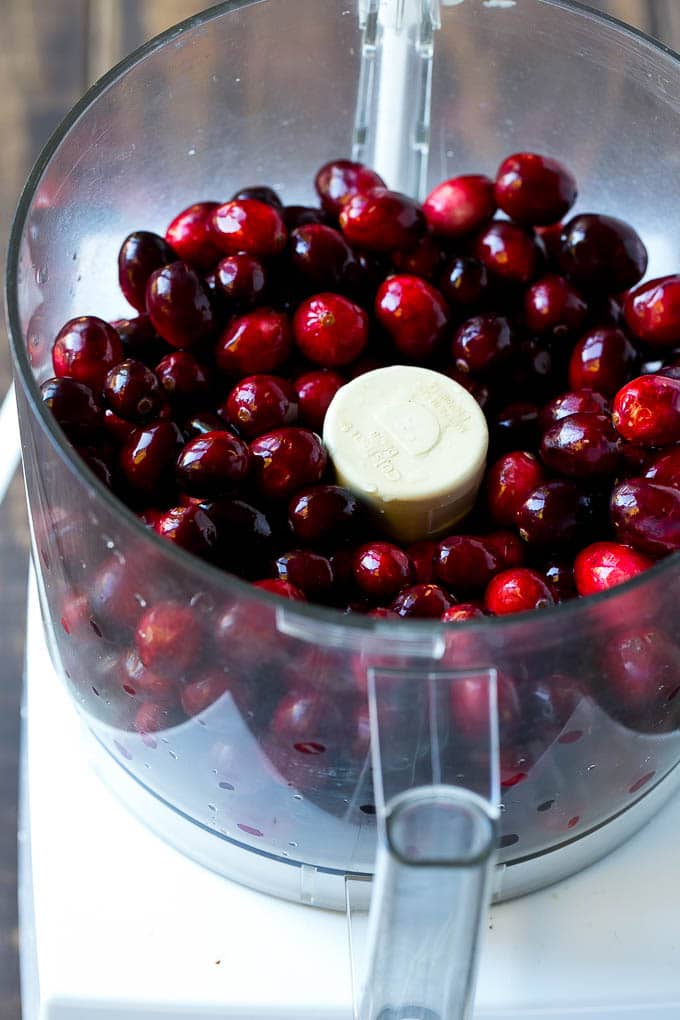 Cranberry Salad Recipe | Fluff Salad #cranberry #salad #fall #dinner #jonep #thanksgiving Cranberries in a food processor.