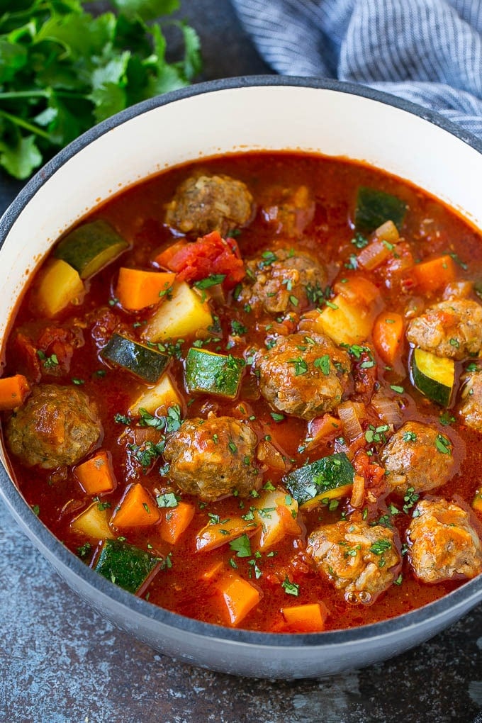 Albondigas Soup | Meatball Soup | Mexican Soup #soup #meatballs #beef #rice #glutenfree #dinner #jonep #comfortfood Albondigas soup made with beef meatballs, vegetables and potatoes.