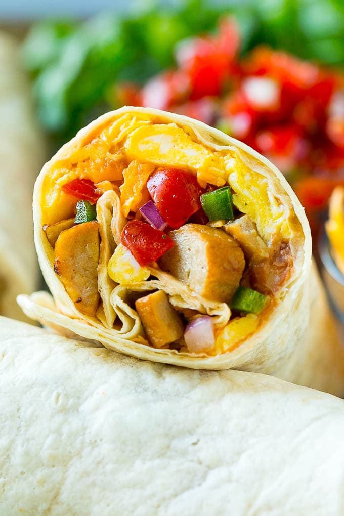 Breakfast Burrito Recipe | Sausage Breakfast Burrito #breakfast #sausage #eggs #burrito #jonep A breakfast burrito stuffed with sausage, eggs, pico de gallo and cheese.