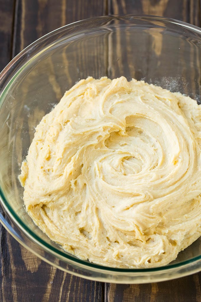 Eggnog Cookies Recipe | Holiday Cookies | Christmas Cookies #cookies #eggnog #baking #christmas #sprinkles #dessert #jonep Cookie dough in a mixing bowl.