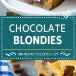 Blondies Recipe | Chocolate Chunk Blondies | Bar Cookies #blondies #cookies #chocolate #dessert #sweets #jonep