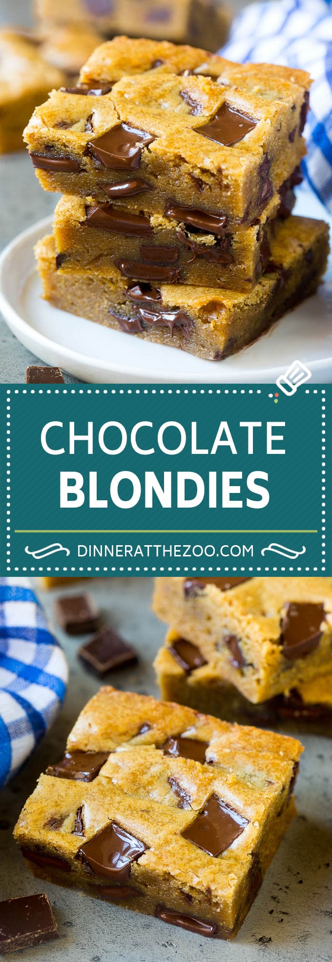 Blondies Recipe | Chocolate Chunk Blondies | Bar Cookies #blondies #cookies #chocolate #dessert #sweets #jonep