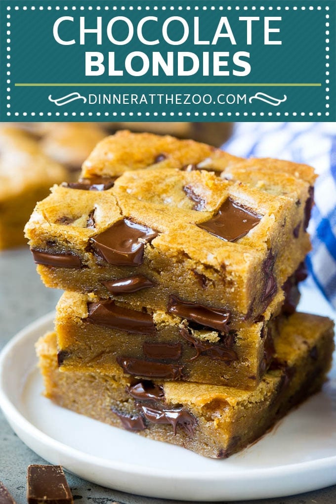 Blondies Recipe | Chocolate Chunk Blondies | Bar Cookies #blondies #cookies #chocolate #dessert #sweets #jonep