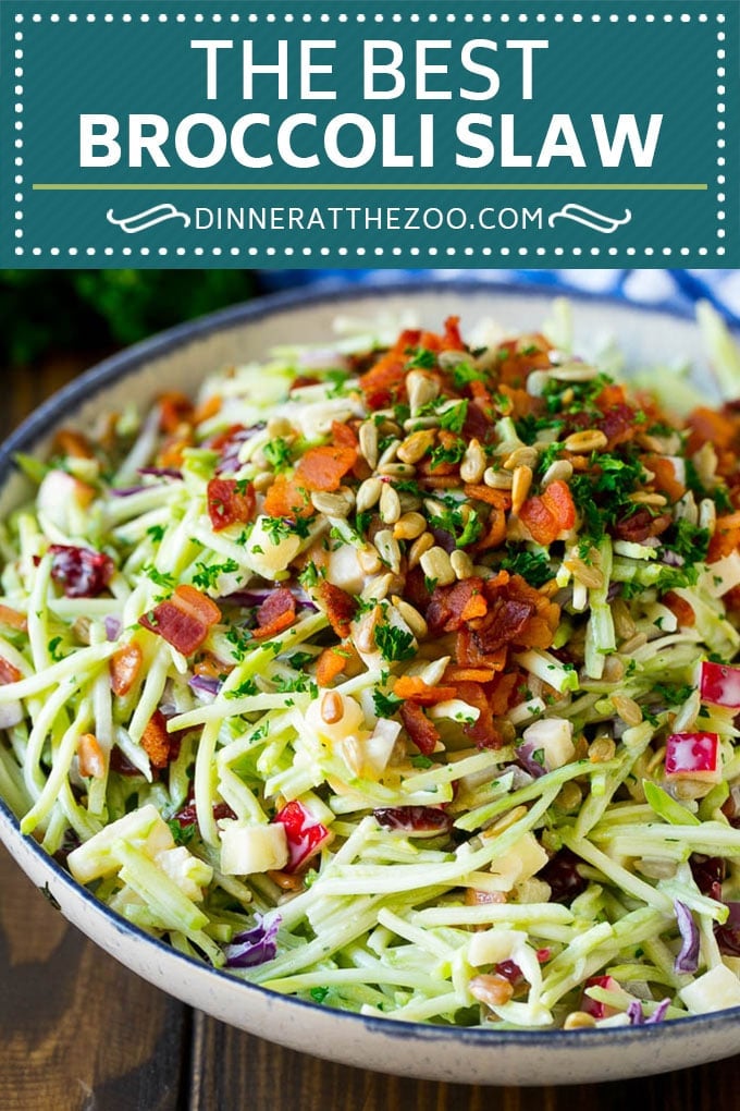 Bacon Broccoli Slaw Recipe | Coleslaw Recipe | Broccoli Slaw #broccoli #slaw #salad #apple #bacon #sidedish #lunch #jonep