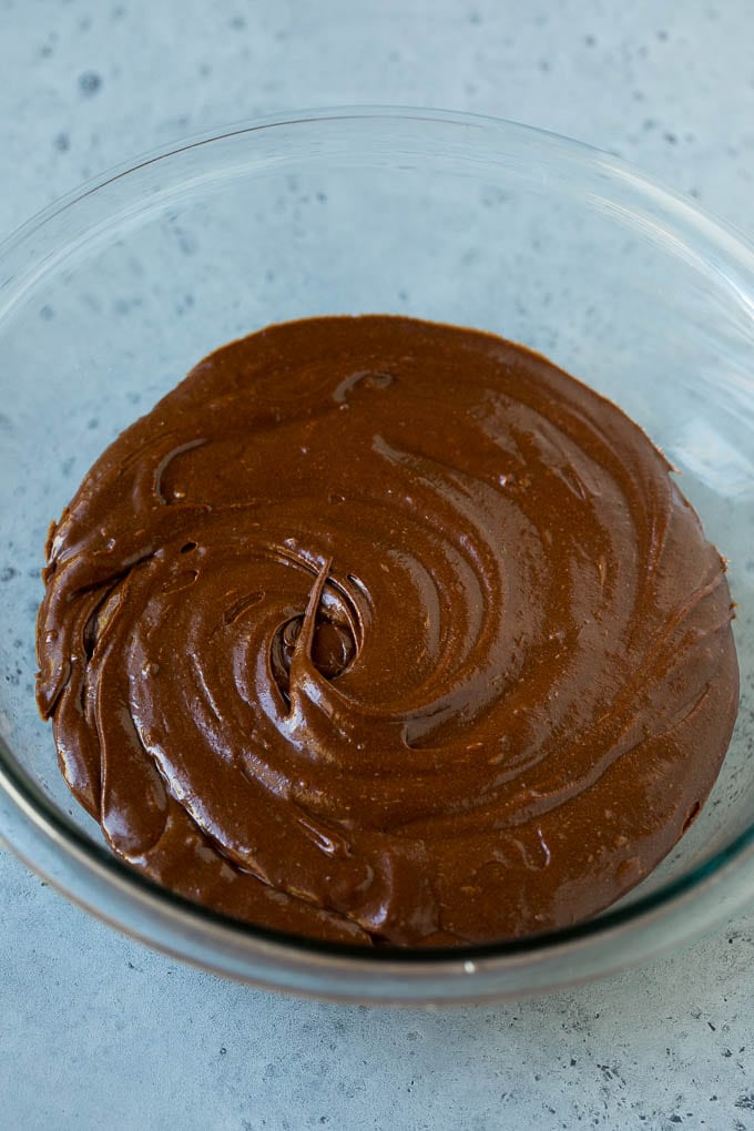 Cosmic Brownies Recipe | Cocoa Brownies | Frosted Brownies #brownies #chocolate #dessert #jonep #sprinkles A bowl of cocoa brownie batter.