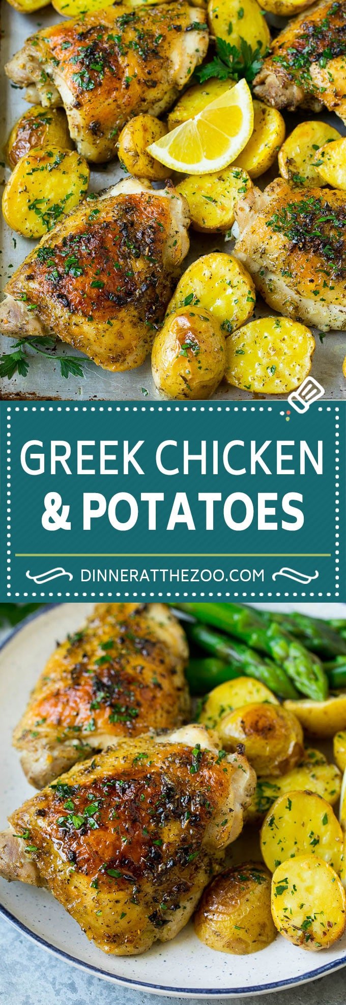 Greek Chicken and Potatoes Recipe | Sheet Pan Dinner | Roasted Chicken Thighs #chicken #chickenthighs #garlic #potatoes #onepotmeal #dinner #jonep #cleaneating