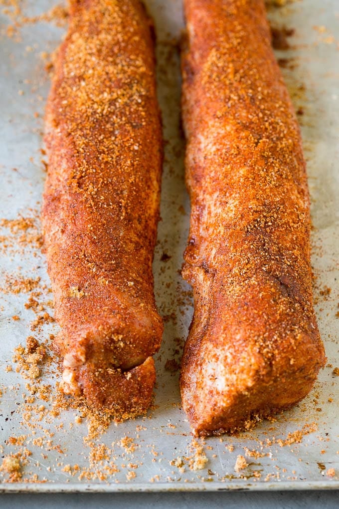 Smoked Pork Tenderloin Recipe | Smoked Pork Loin | BBQ Pork #pork #tenderloin #smoker #dinner #jonep Pork tenderloins coated in homemade spice rub.