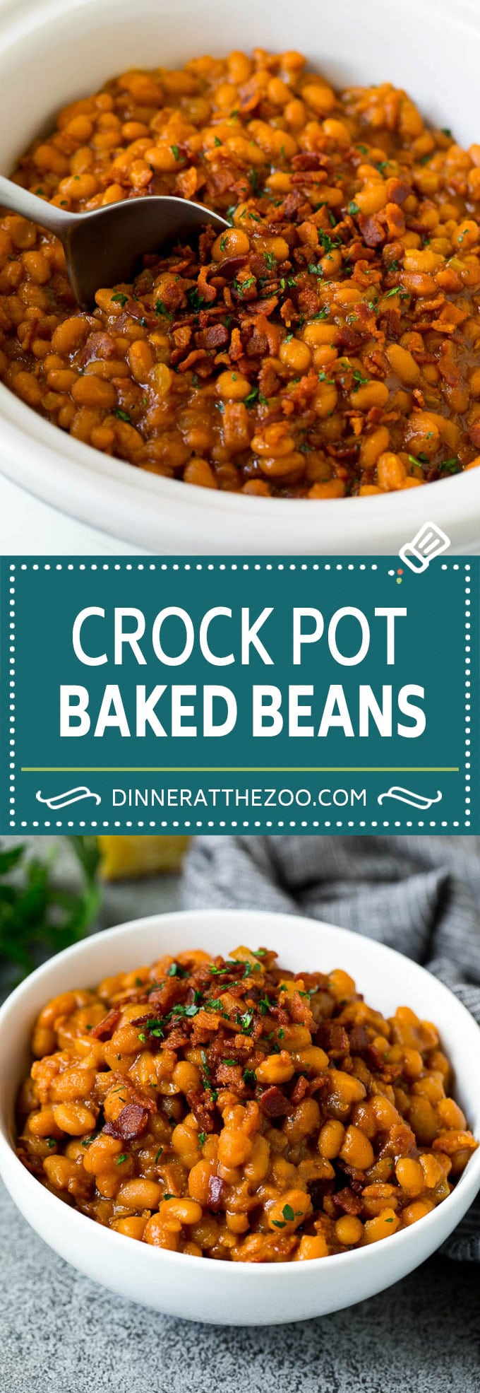 Crock Pot Baked Beans | Slow Cooker Baked Beans #beans #bacon #slowcooker #crockpot #jonep