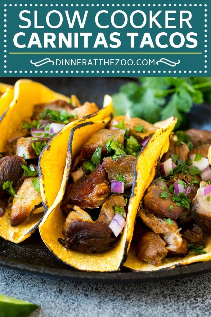 Slow Cooker Carnitas Tacos Recipe | Pork Tacos #tacos #pork #dinner #slowcooker #crockpot #jonep