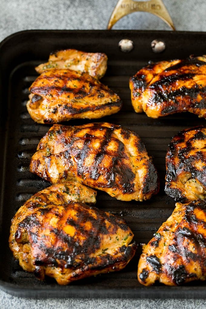 Poultry cooked on a grill pan.