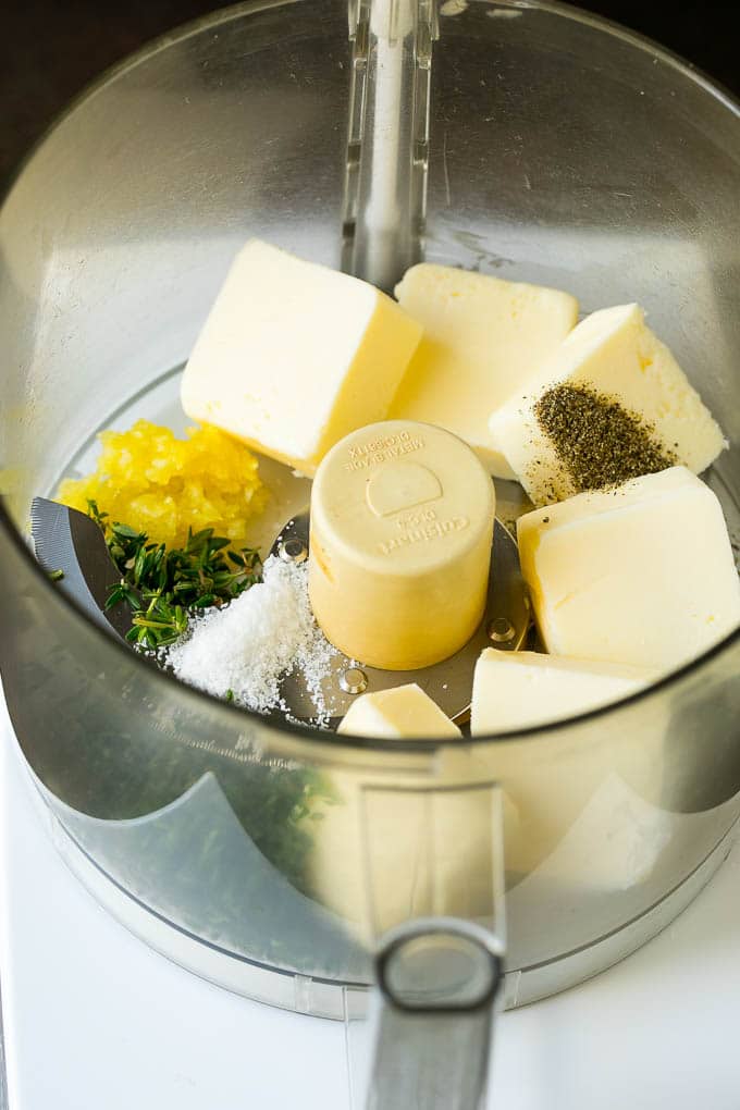 Thanksgiving Turkey Recipe | Roasted Turkey #turkey #thanksgiving #fall #dinner #jonep Butter, garlic herbs and seasonings in a food processor.