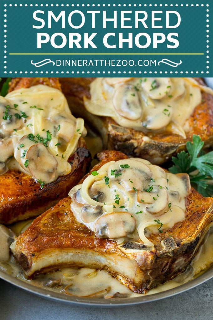 Smothered Pork Chops Recipe | Mushroom Pork Chops #pork #porkchops #mushrooms #gravy #dinner #jonep