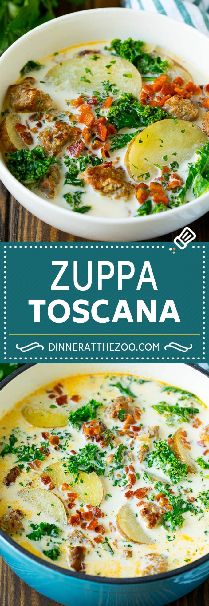 Zuppa Toscana Recipe | Sausage and Potato Soup #soup #sausage #bacon #potato #kale #italianfood #dinner #jonep