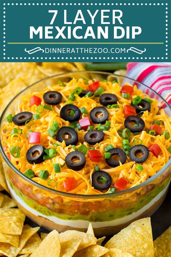7 Layer Dip Recipe | Mexican Dip #beans #dip #appetizer #avocado #salsa #jonep