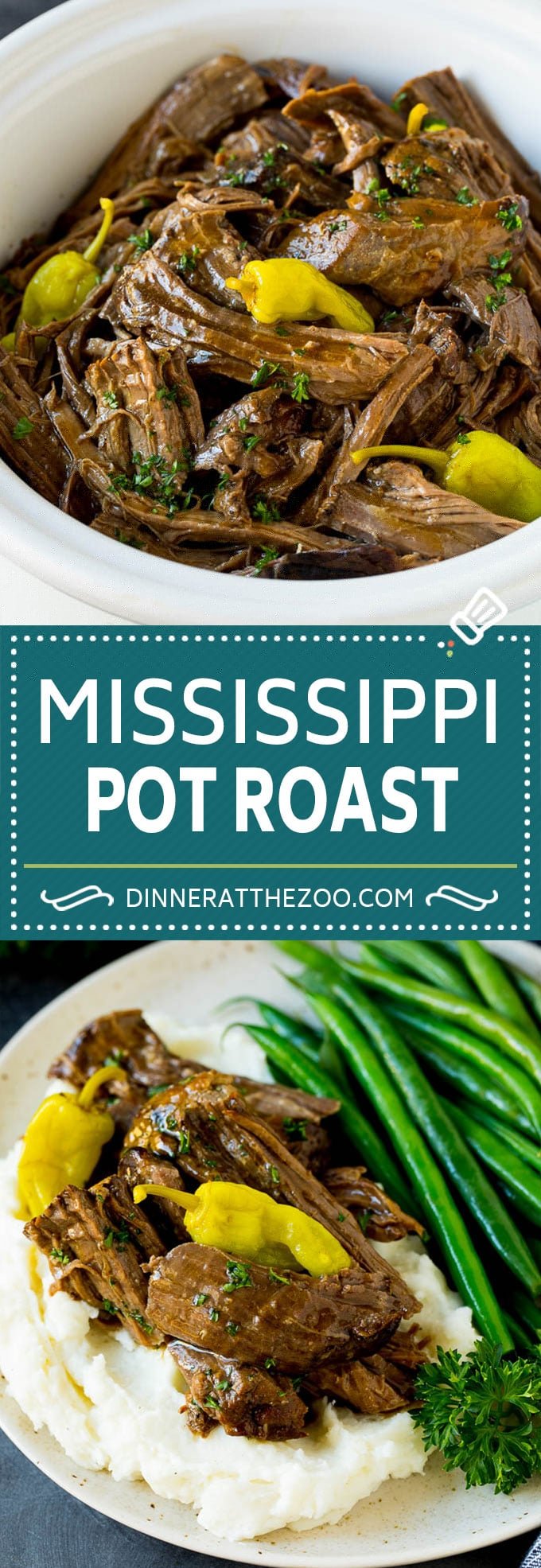 Mississippi Pot Roast #slowcooker #potroast #beef #crockpot #dinner #jonep