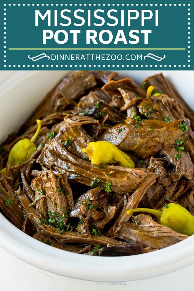 Mississippi Pot Roast #slowcooker #potroast #beef #crockpot #dinner #jonep