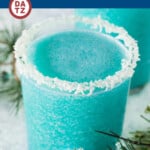 This Jack Frost cocktail is a frozen drink that contains coconut cream, blue curacao, pineapple juice and rum.