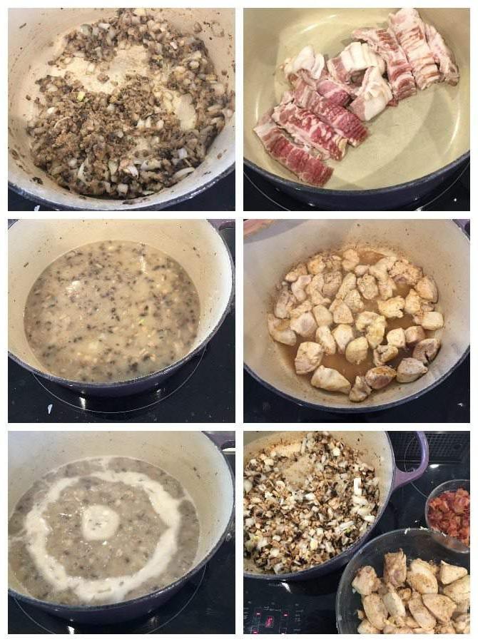 Eenpot Hoender, Spek en Sampioen Pasta 2 Chicken, Bacon, & Mushroom Pasta Recipe Process Photos