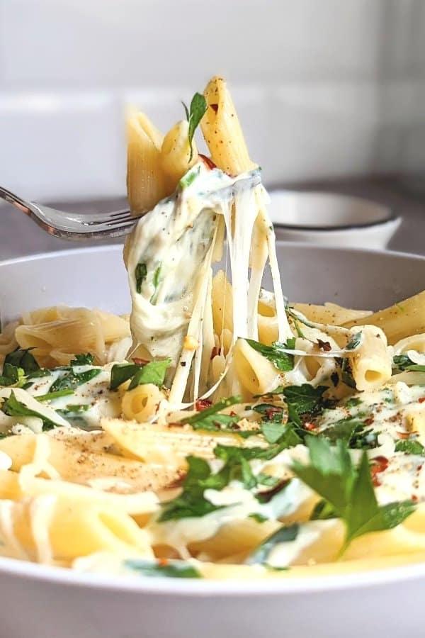 Kremige mozzarella alfredo sous.