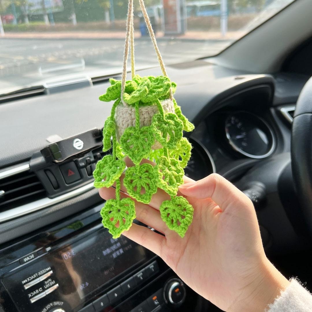 Car Plant Crochet Monstera Plant Lover Decor: Ένα φυτό για το αυτοκίνητο!