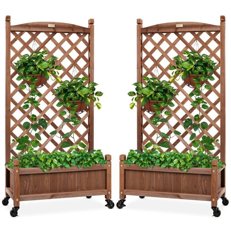Stel van 2 Hout Plantebak & Traliewerk met Opsionele Wiele - 120cm