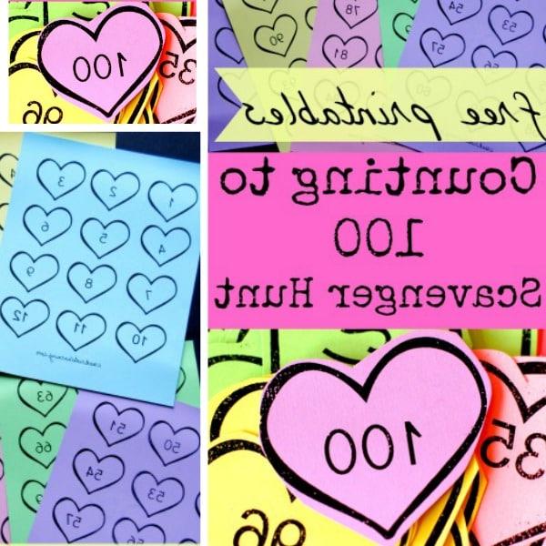 Φωτογραφία παιχνιδιού κυνηγιού θησαυρού με κάρτες αριθμών σε σχήμα καρδιάς