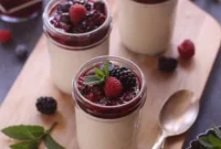 Silky Vanilla Bean Panna Cotta with Warm Roasted Berries