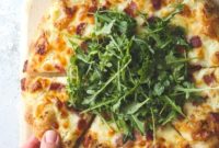 Savory White Pizza with Crispy Bacon and Fresh Arugula