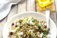 Hearty Farro and Brussels Sprout Salad with Tangy Goat Cheese and Toasted Hazelnuts