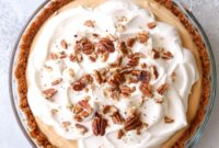 Caramel Velvet Pie with a Spiced Gingersnap Pecan Crunch