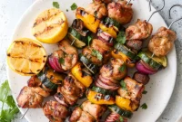 Zesty Lemon-Cilantro Chicken & Veggie Kebabs