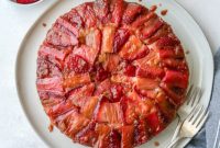Strawberry Rhubarb Flip Cake