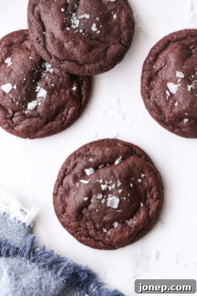 chewy chocolate cookies with fleur de sel