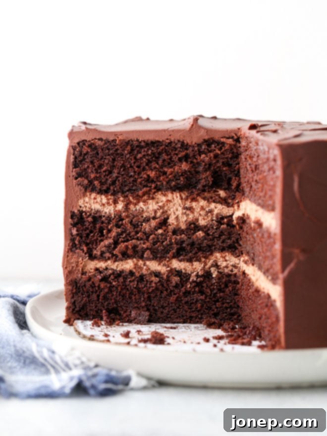 The secret ingredient to this incredibly rich and moist chocolate cake is sour cream!